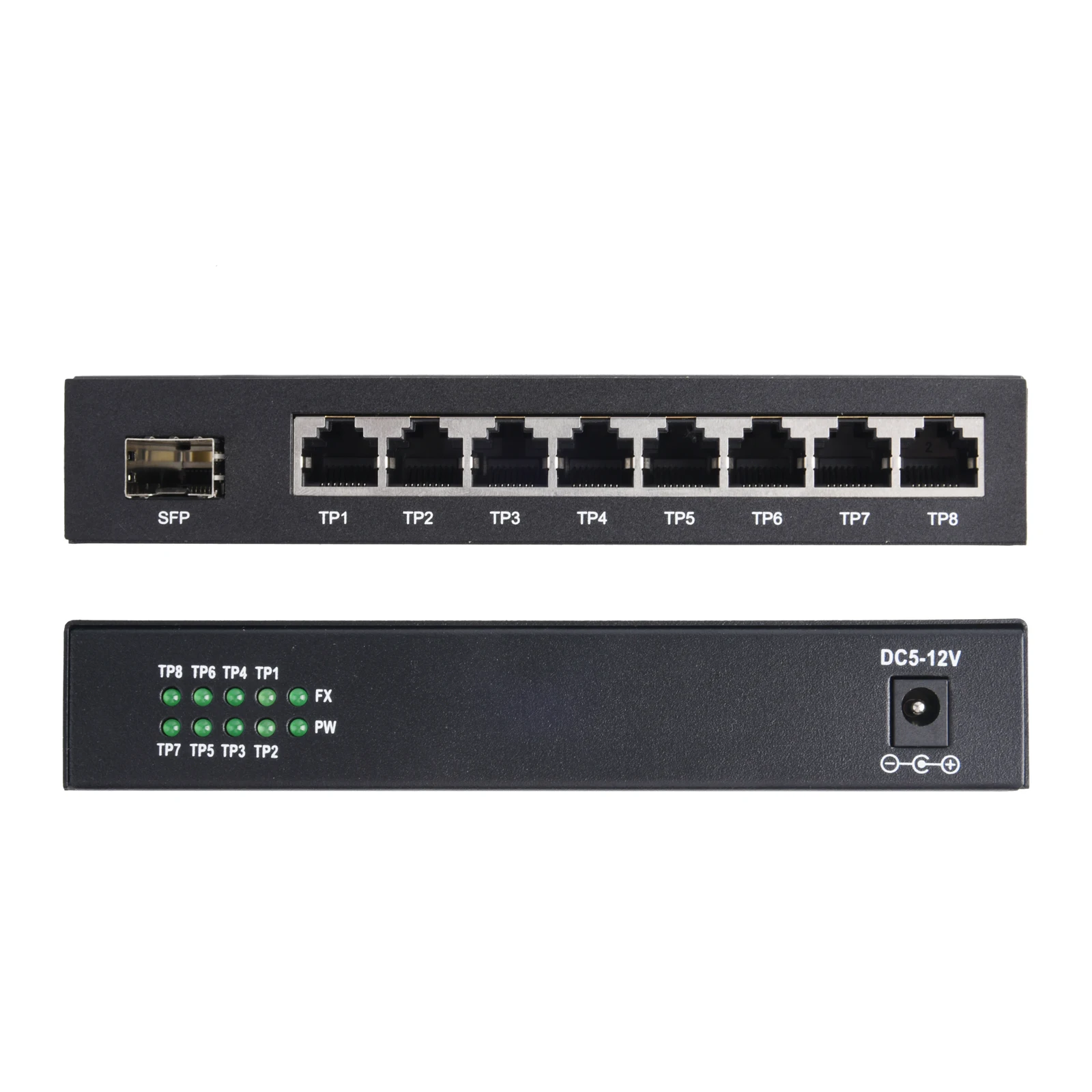 1PCS Gigabit SFP Media Converter 1 SFP to 8 RJ45 Transceiver 10/100/1000M Fiber Optic Switch With 3KM/20KM LC/SC Module