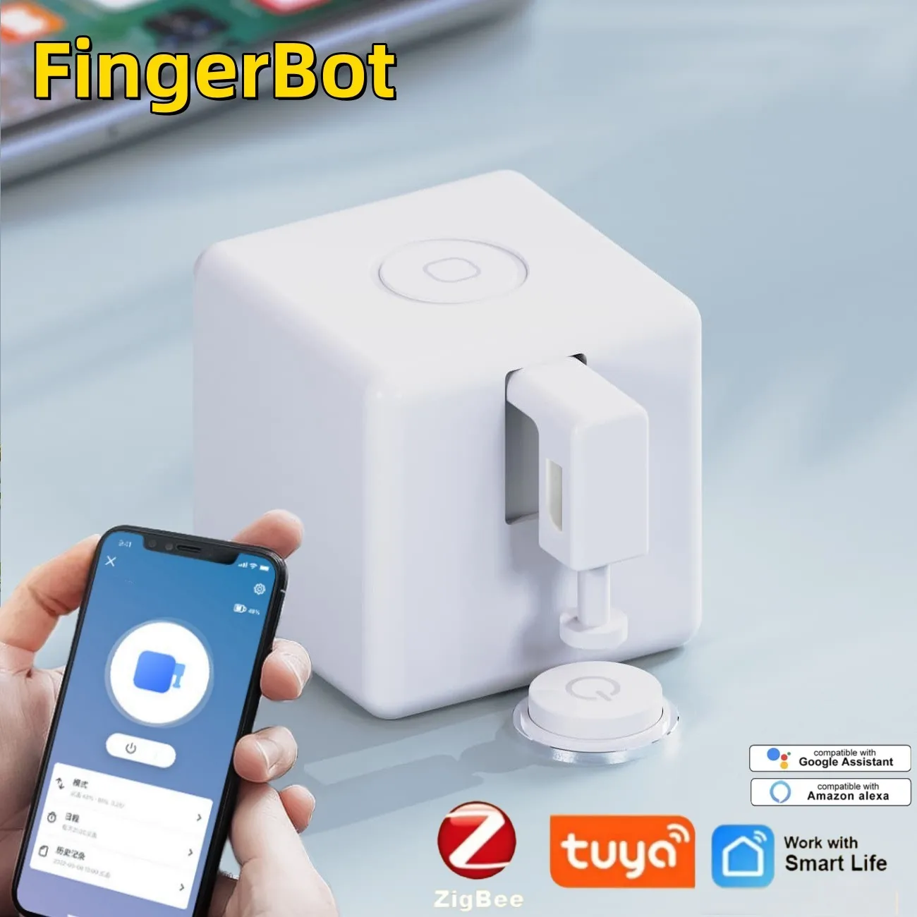 Tuya Zigbee Fingerbot Plus Smart Finger Robot Switch Button Pusher Smart Life Timer controllo vocale funziona con Alexa Google