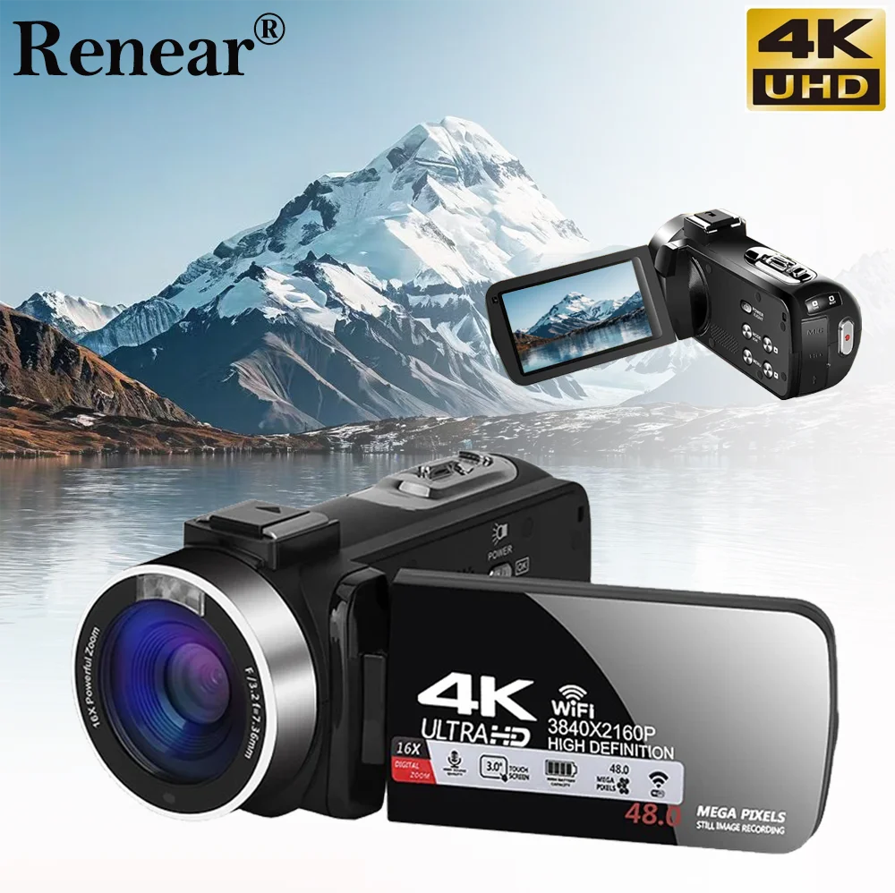 Caméra Action 360° 4K Ultra HD 32Go sous l'eau, capturant un plongeur entouré de poissons colorés.