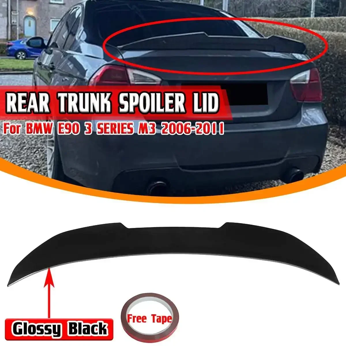 

PSM Style Car Rear Trunk Boot Lip Spoiler Wing Lip Rear Wing For BMW E90 3 SERIES M3 2006-2011 Rear Roof Lip Spoiler Body Kit