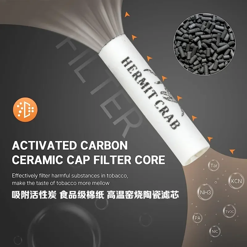 Hermit crab activated carbon pipe filter food grade cotton paper cigarette holder filter element
