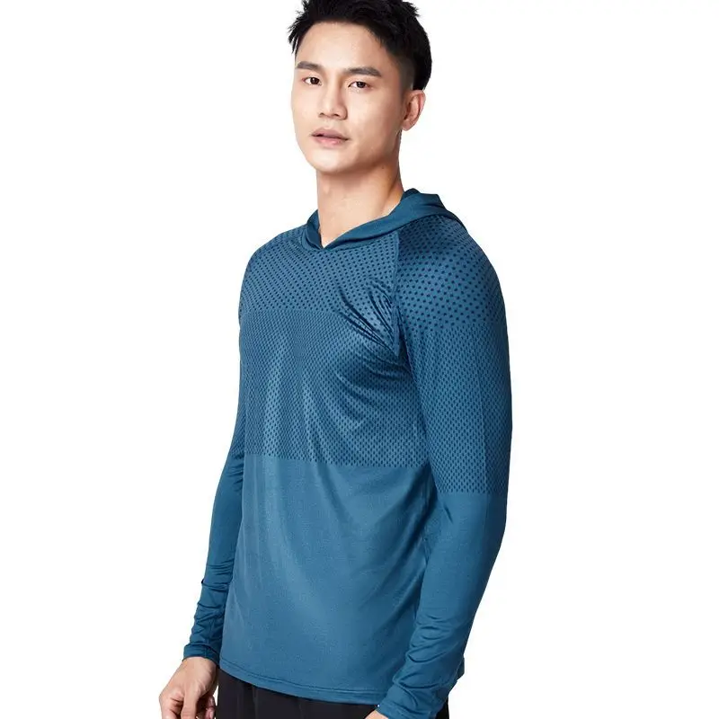 

Футболка мужская с капюшоном и длинным рукавом, уличная тренировочная рубашка с принтом, топ для хайкинга, бега, фитнеса, свободная футболка для рыбалки, лето/осень