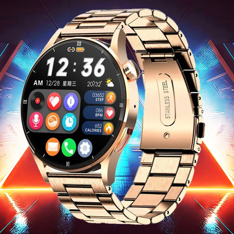 Lige-smartver Digital Eletrônico para Homens Relógio Inteligente Dourado Chamada Bluetooth Frequência Cardíaca Rastreamento do Sono Relógio de Pulso de Fitness