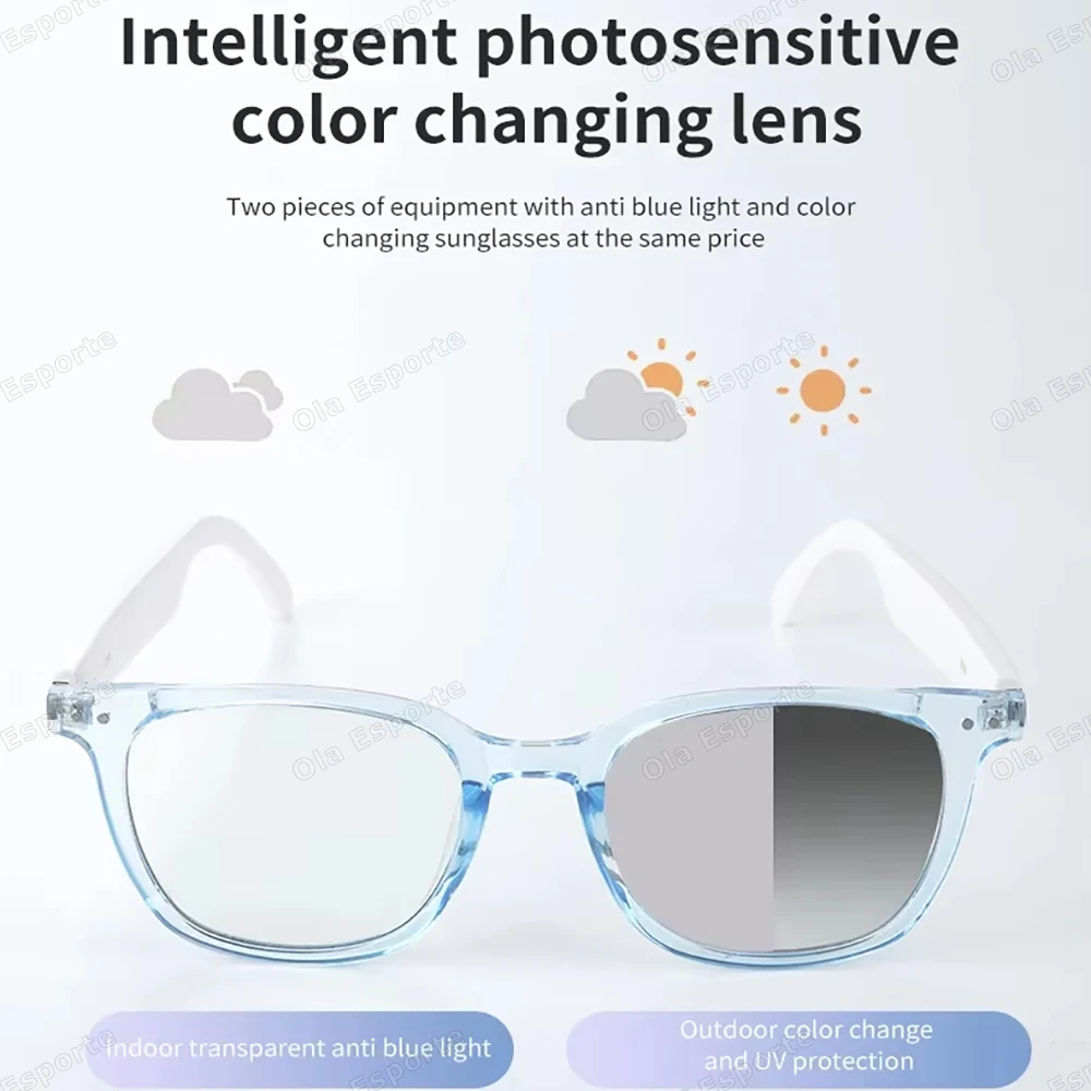 New AI Smart Glasses color-changing lenses Bluetooth Call music headset sunglasses transparent anti-blue light glasses men women