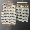 2023 Men Breathable Comfortable 2 Piece Set High Quality Contrast Stripe Knit Sleeveless Tank Top +Short Homme Camisetas Hombre 3