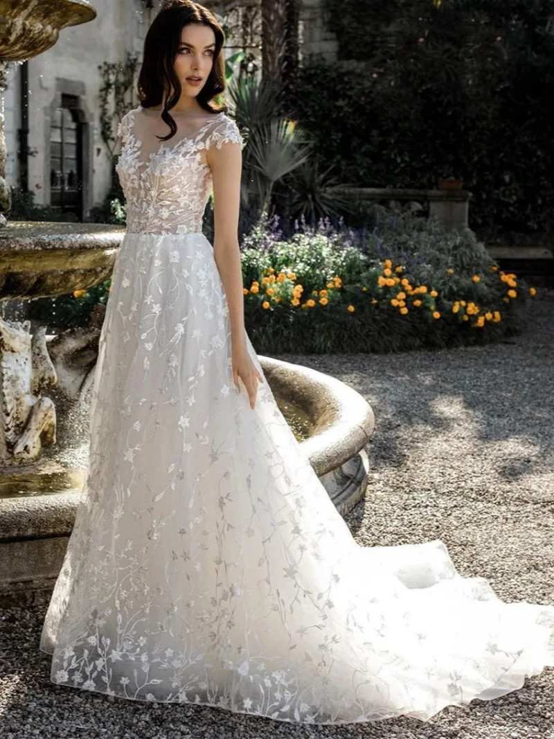 Exquisite Wedding Dresses For Women Sleeveless V-Neck Bridal Gowns Lace Appliques Robes Delicated Vestidos De Novia Customized 4