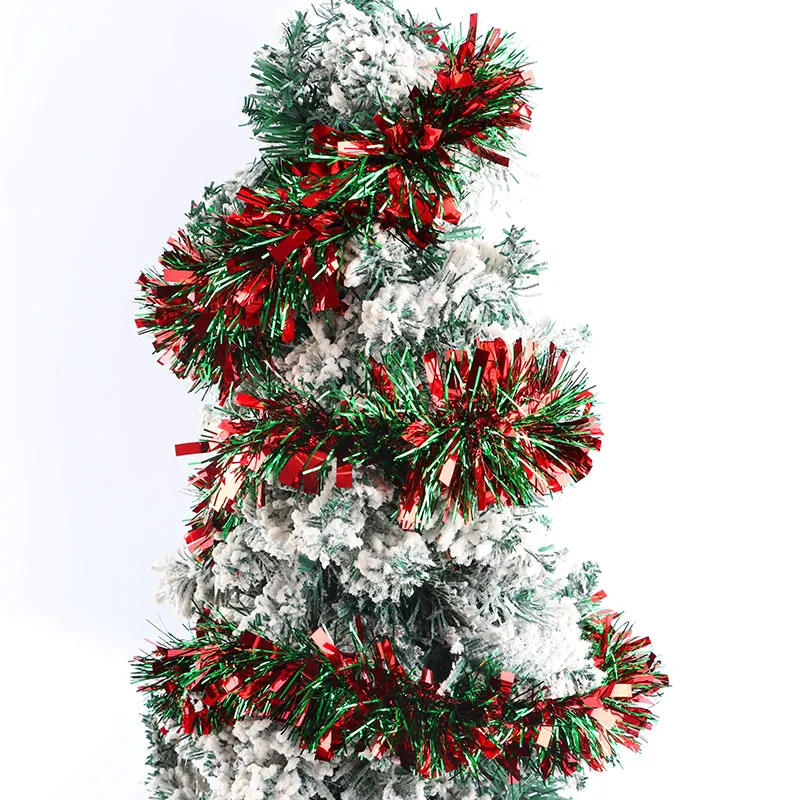 (2Pcs/bag)8.83Cmx2M Long Christmas Decoration Red and Green Striped Flower Christmas Tree Pendant Matching Design