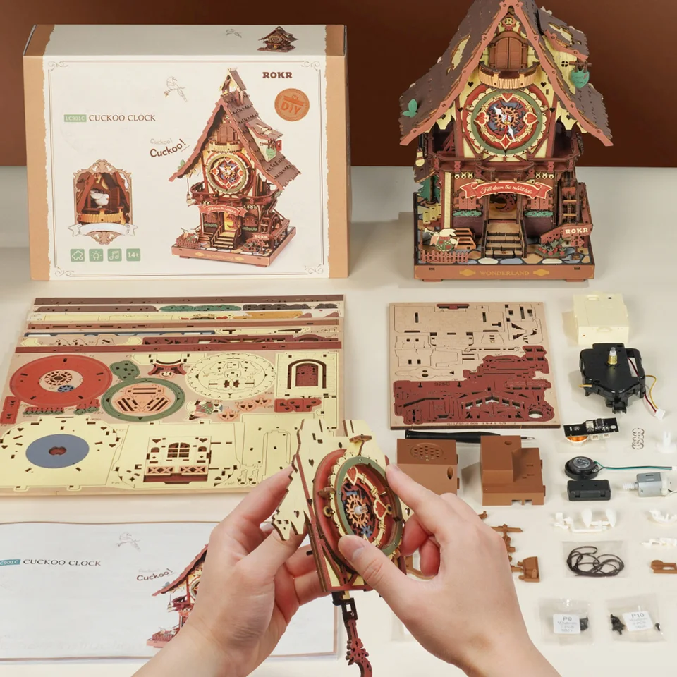 Mechanical Cuckoo Clock Wooden Puzzle Decor