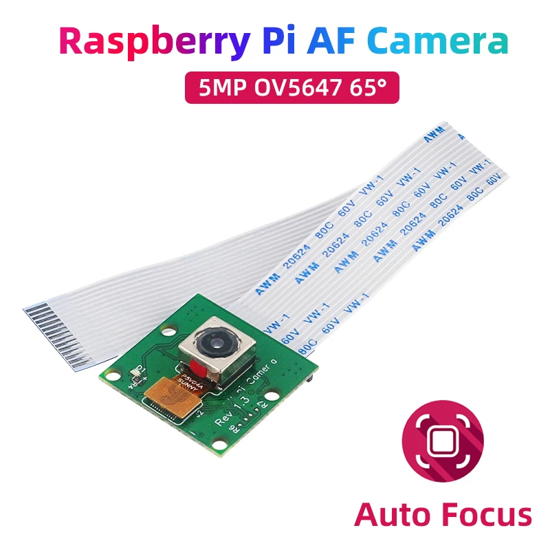 

Raspberry Pi AF Camera 5MP OV5647 Auto Focus 65° 15Pin Interface Camera Module for RPi 5 4B 3B+ 3B Zero 2 W