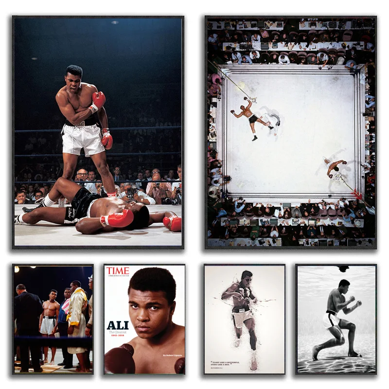 

Boxing King Muhammad Ali-Haj Posters and Prints on the Wall Canvas Art Motivating Quote Champion Painting Home Decor