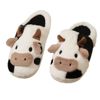 New winter neutral cartoon cow warm plush slippers for couples, indoor anti slip home slippers for men and women, home cotton sh - Image 4