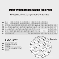 Purple RGB Backlit Crystal Keycaps - Cherry Profile with UV Printing (Fog White - Side - 119)