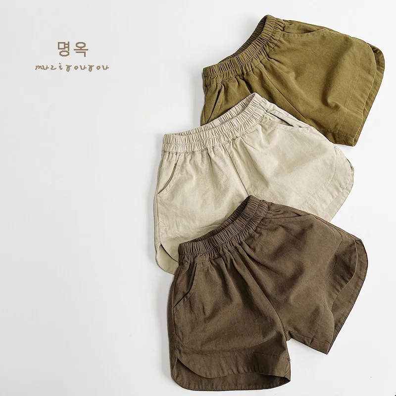 

Summer Korean Style 1-6Yrs Baby Girls Boys Shorts Solid Color Cotton Kids Fashion Casual Pants Children Shorts