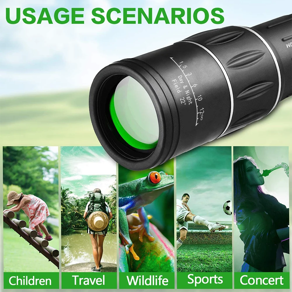 16x52 Dual Focus Monocular Upgrade Handheld Telescope 66m/8000m for Camping Concerts Fishing Hunting Spotting 3