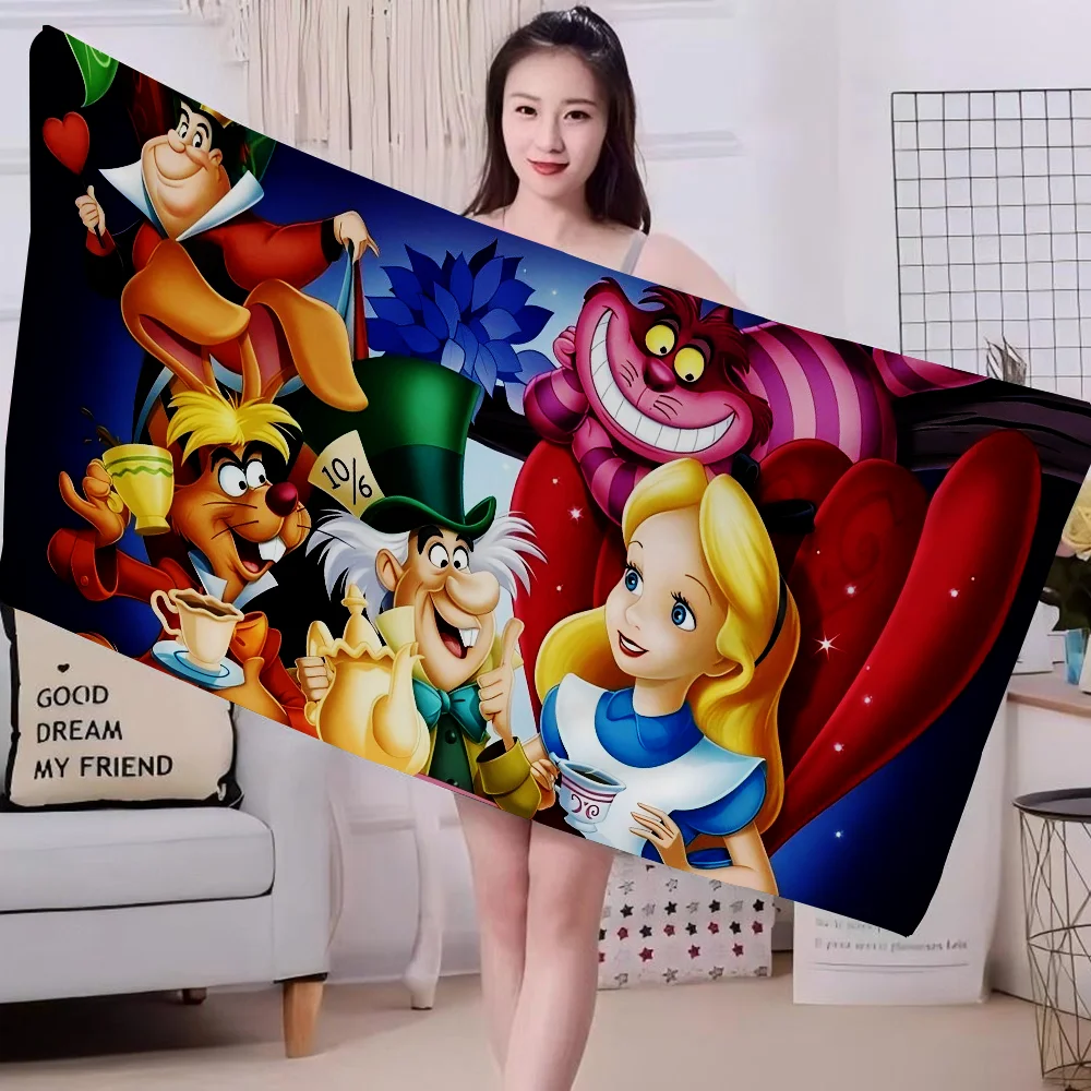 Cartoon A-alice In W-wonderland Anime Beach Swimming Towel Soft Absorbent Washcloth Children's Gifts For Kids Travel Camping Gym 4