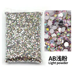 Variety Pack of Small Resin Rhinestones for Nail Art and DIY Crafts - Bulk Wholesale Flat Back Crystals (Light Pink AB)