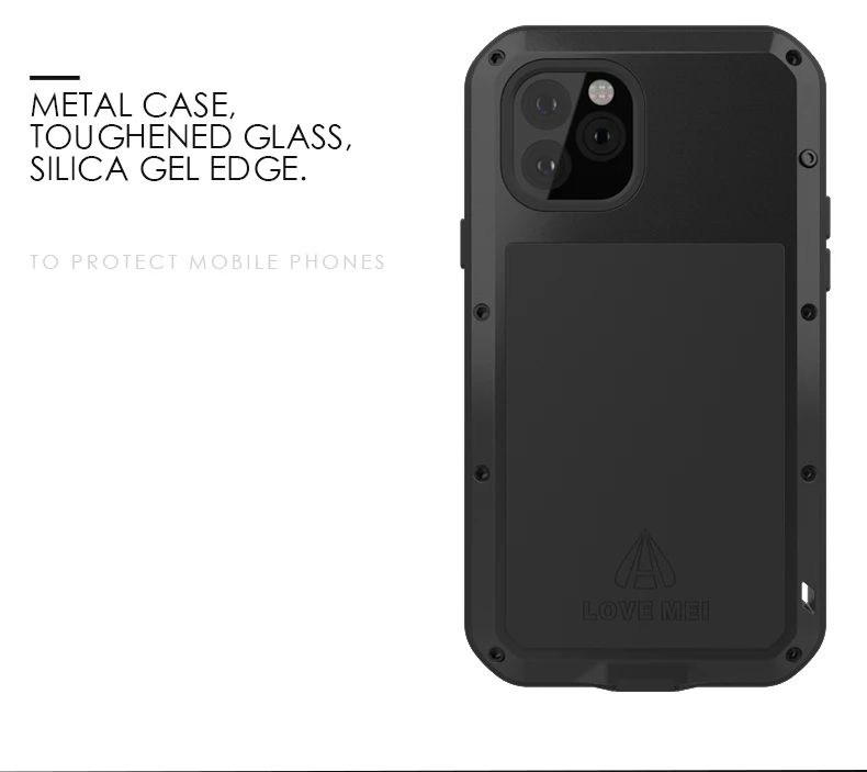 Dropshipping Shockproof Silicone Metal Case For IPhone 11 Pro 5.8'' Powerful IP68 Waterproof Case For IPhone 11 Pro Glass Film