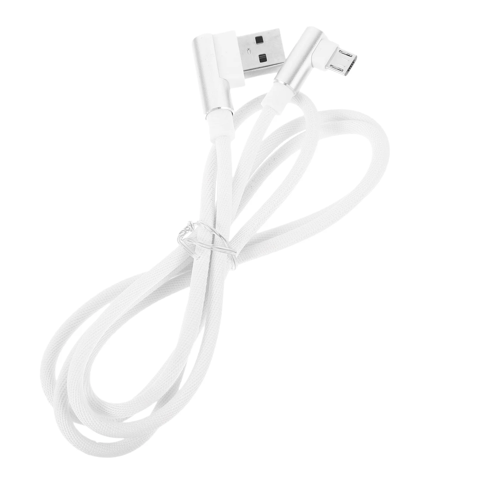 1M Right Angle USB Micro Cable Braided USB 2.4 A to 90 Degree Data Cable Cord for Universal Phone (White)