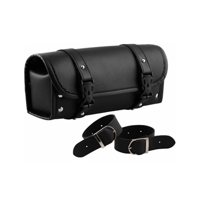 Motorcycle Saddlebags PU Leather Front Fork Tail Tool Bag Luggage For Chopper Bobber Cruiser Sportster XL 883 1200