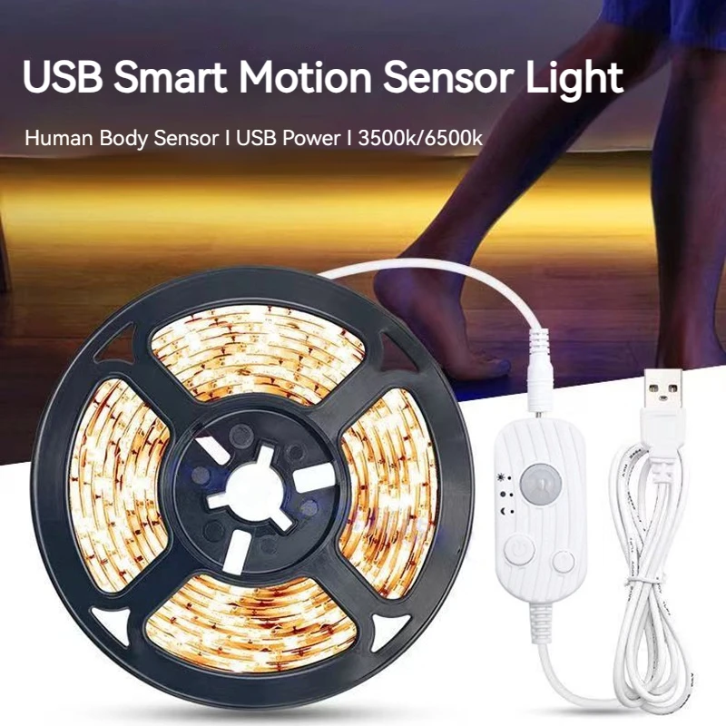 

DC5V LED Motion Sensor Night Light Wireless USB Under Cabinet Light for Kitchen Cabinet Bedroom Wardrobe Sensor Indoor Lighting