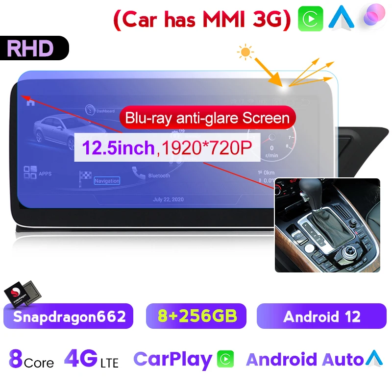 

Android 12 HD Screen For Audi A4 A5 S4 S5 A4L B8 2009-2016 Carplay Monitor Speakers Radio Multimedia Player Stereo Headunit RHD