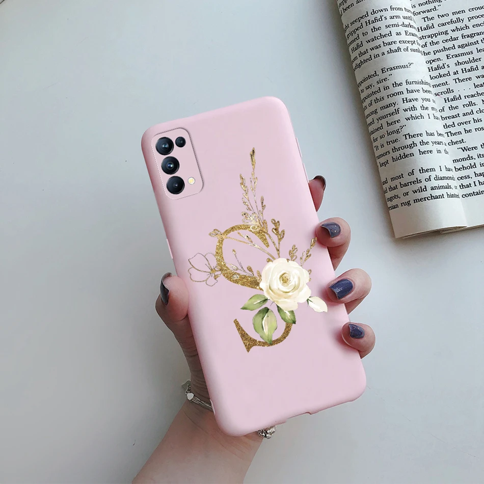 For OPPO Find X3 Lite Case Flower Alphabet Letters Capa Bumper Phone Back Shockproof TPU Soft Cover For OPPO Find X3 Lite Fundas cases for oppo cases Cases For OPPO