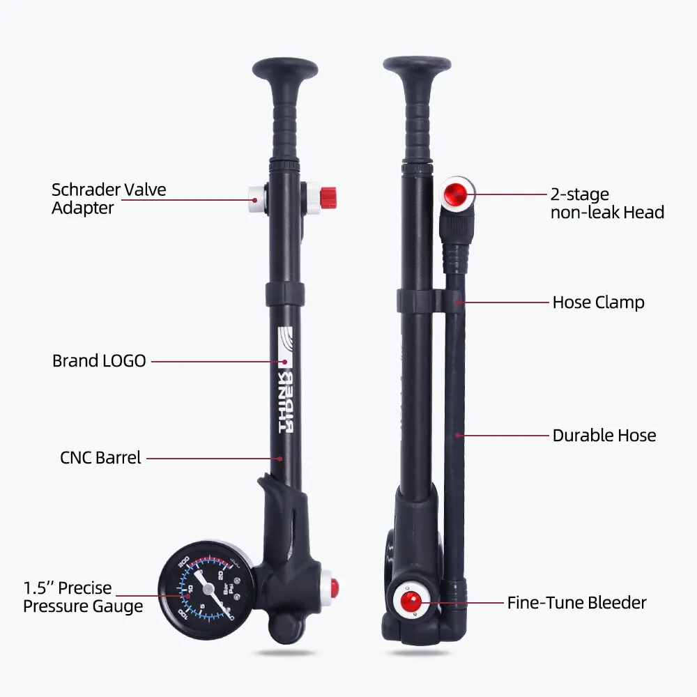 High-Pressure Portable Bike Air Pump with Gauge