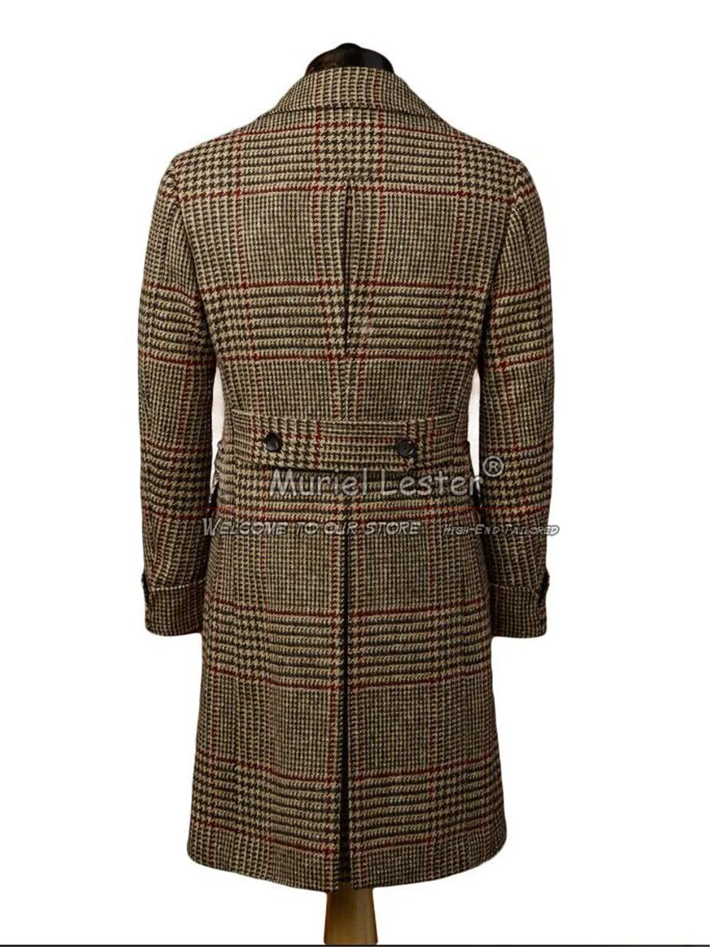 Man England Style Suit Jackets Tweed Wool Blend Trench Coat Long Double Breasted Blazer Business Men's Overcoat