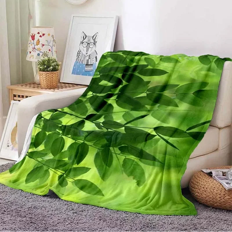 

Leaves Fresh Style Blanket Soft Crozy Blanket Bedroom Living Room Sofa Blanket Flannel Blankets for Beds Gift Thin Blankets