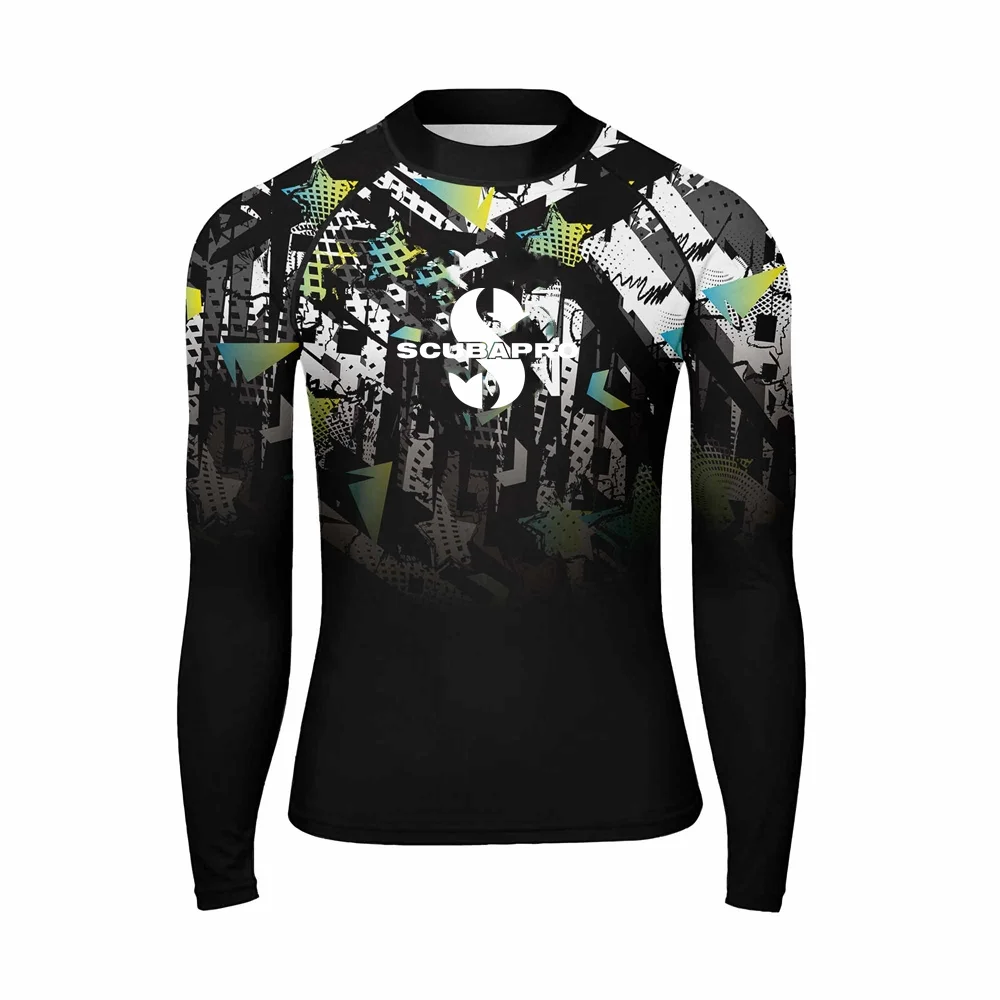 Men's Funny Swimwear Rash Guards Long Sleeve Surf T-shirt UV Protection Swimsuit Surfing Diving Swimming Skinsuit Rashguard