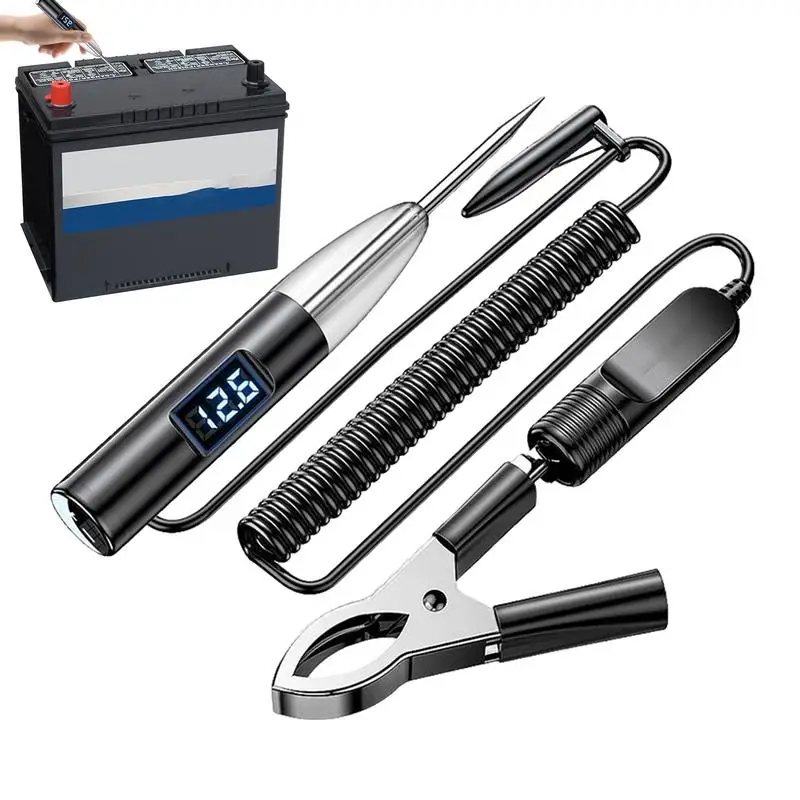 

Light Tester Digital LED Display Voltage Tester Pen with Alligator Clip 2-30V DC Voltage Tester Electric Light Test Pen Circuit