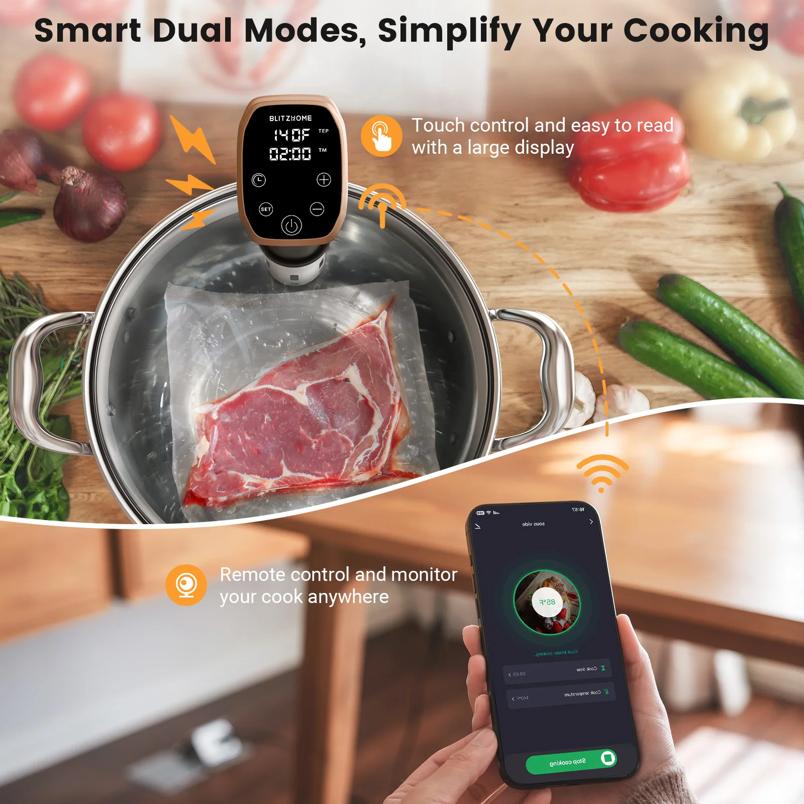 BLIITZHOME Smart Slow Cooker | WiFi & IPX7 Waterproof | 6-Quart Benefits