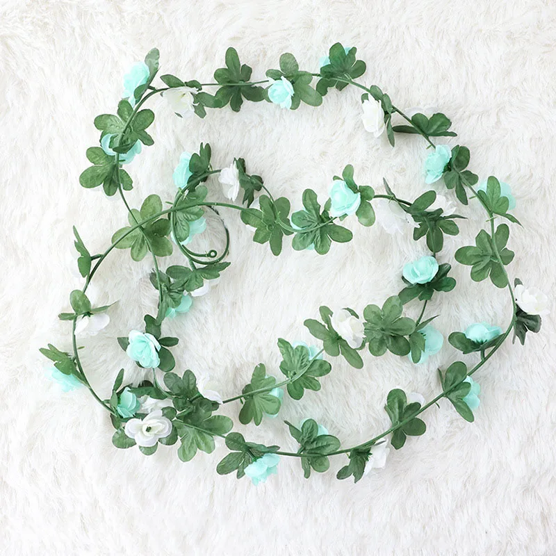 dried hydrangea bouquet 240Cm Garland Plants Vine Artificial Rose Flowers String Creeper Wreath Artificial Plants Fake Foliage Flower Party Home Decor Artificial & Dried Flowers