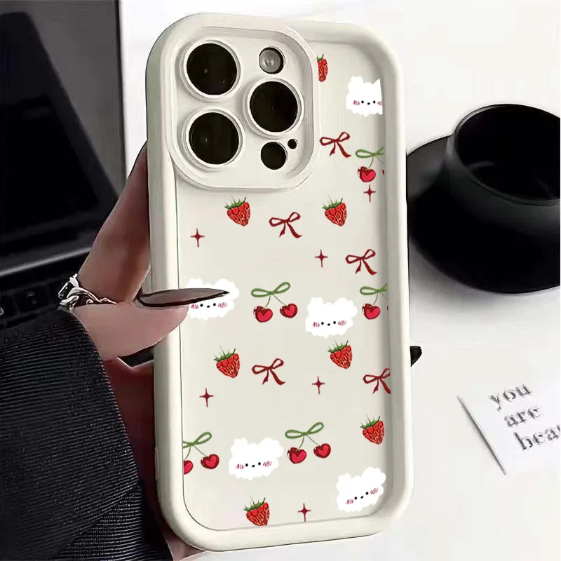 Red Strawberry Cherry Fruit Bow Phone Case