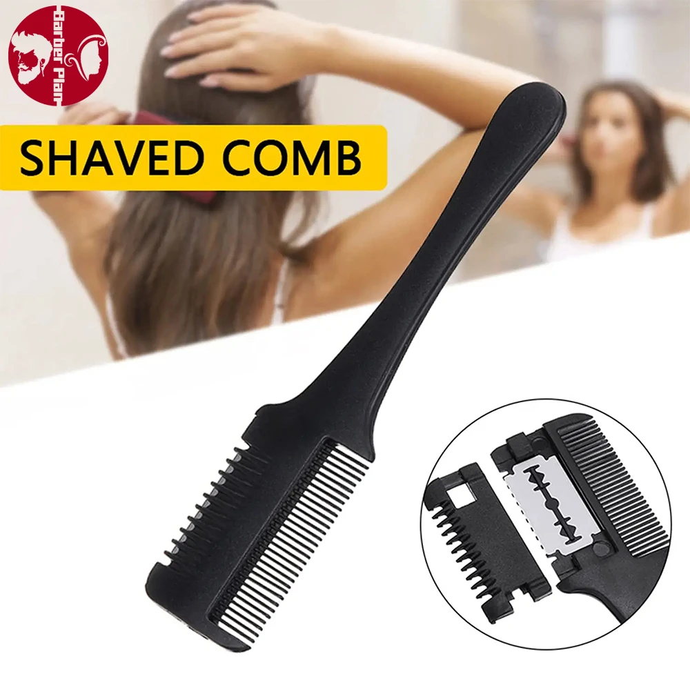 

Professional Salon Hair Cutter Comb Hwith Razor Blades Barber Double Edge Stainless Steel Classic Cutting Thinner Styling Tools