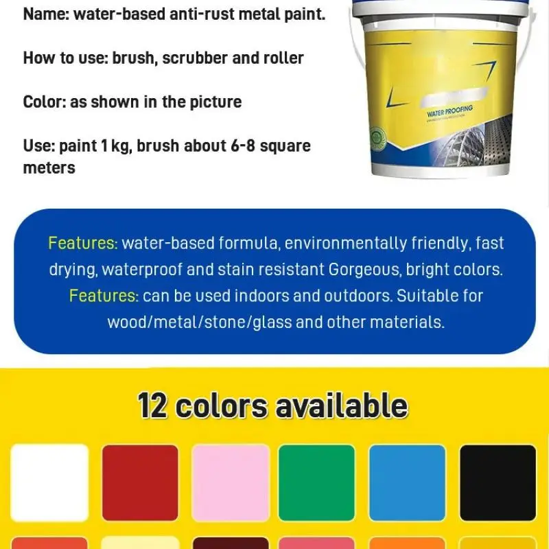 350g Water-based Rust-proof Paint Metal Paint Renovation For Steel Anti-corrosion Outdoor Waterproof Railings Iron Doors rust removal paint