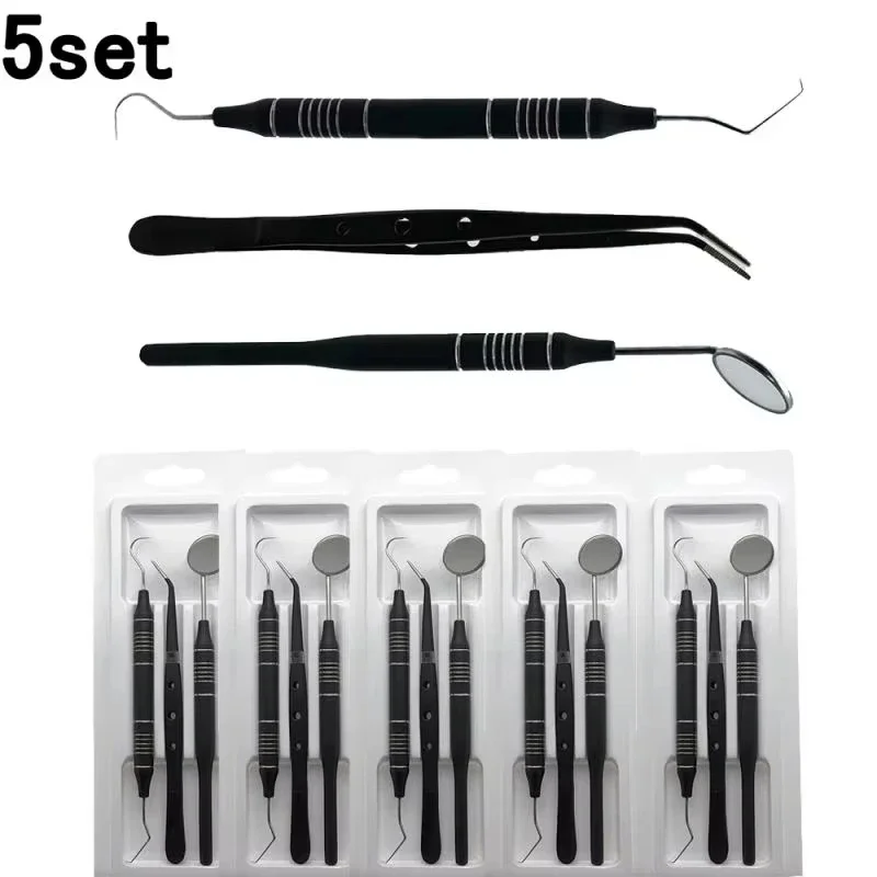 5-teiliges Dental-Set aus Edelstahl für Zahnärzte, Professionelles Munduntersuchungs-Set mit Spiegel, Sonde und Pinzette