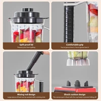 Blender électrique 3 en 1, 9500W, haute puissance, robot culinaire commercial, pour smoothies glacés, jus, 3L+1. Conteneur 5l+0.5L 6
