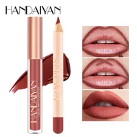 HANDAIYAN Lip Liner Lipgloss Set Matte Liquid Lipstick Long-Lasting Non-Stick Cup Not Fade Waterproof Nude Cosmetics 1