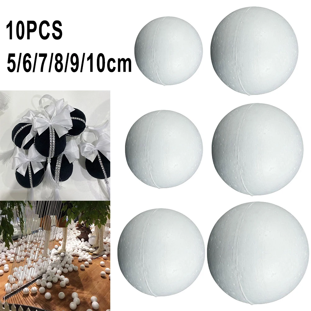 10pcs Solid Foam Ball Polystyrene Balls Round Tree White 50mm-100mm For ...