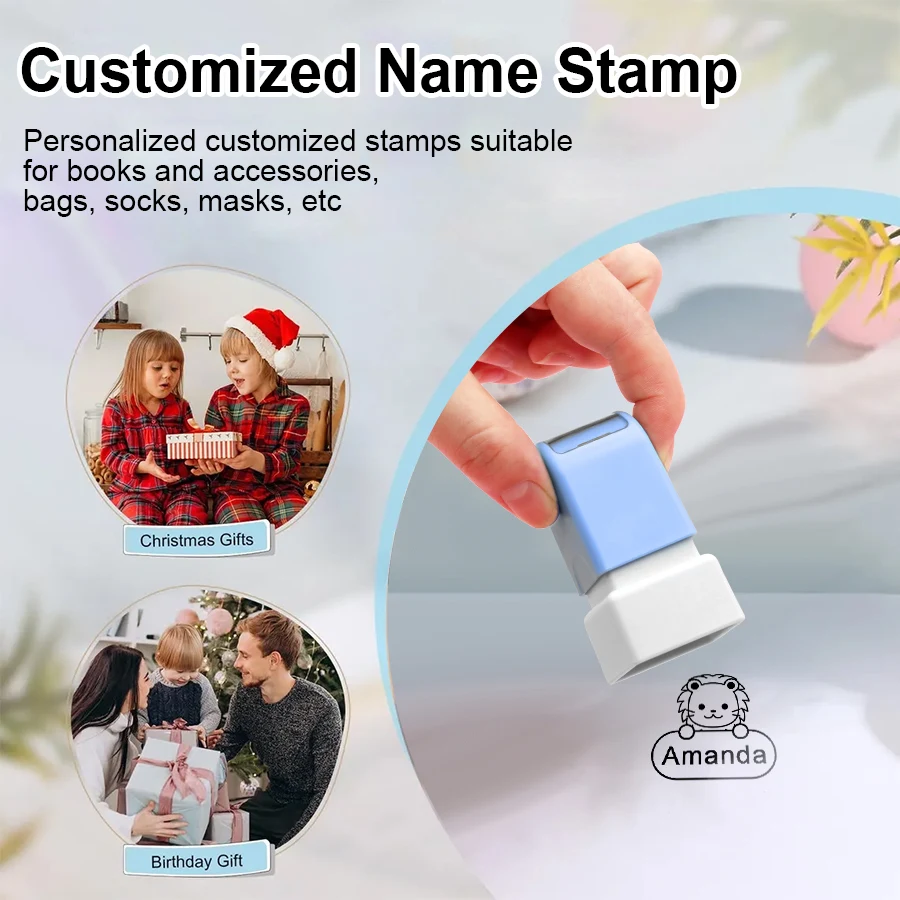 Name Stamp Square Framed Waterproof Toys Baby Student Clothing, Textiles, School Lunch Box Gifts Kawaii pattern