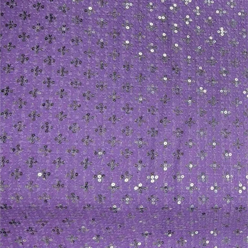Purple Sequins Denim Fabric Clothing Designer Fabric