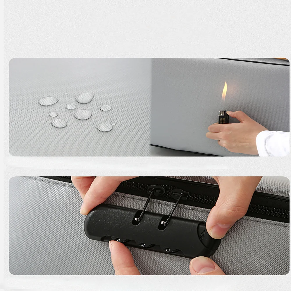 Men Documents Organizer Briefcase Travel Credentials Wallet Luggage Storage Waterproof Handbags File Lockbox Large Women Bag