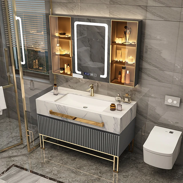 Modern minimalist bathroom interior, modern bathroom cabinet