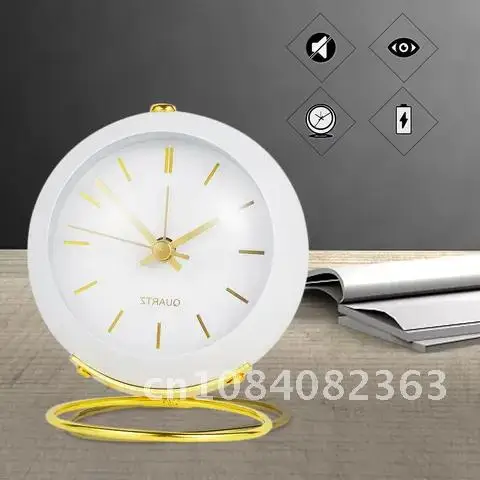 

Retro Small Analogue Silent Golden Clocks Mini Cute Digital Dial Alarm Clock Vintage Table No Ticking Batter