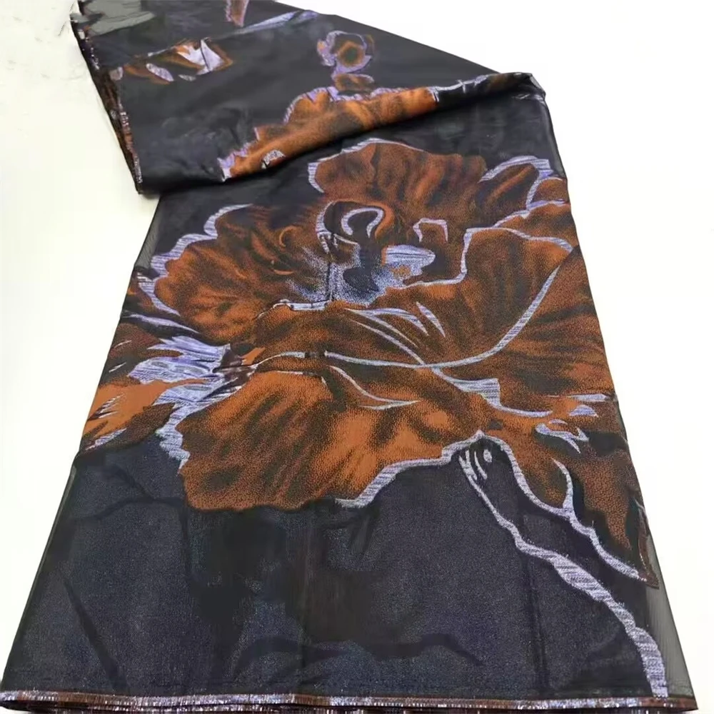 African Brocade Jacquard Luxury Fabric French Organza Net