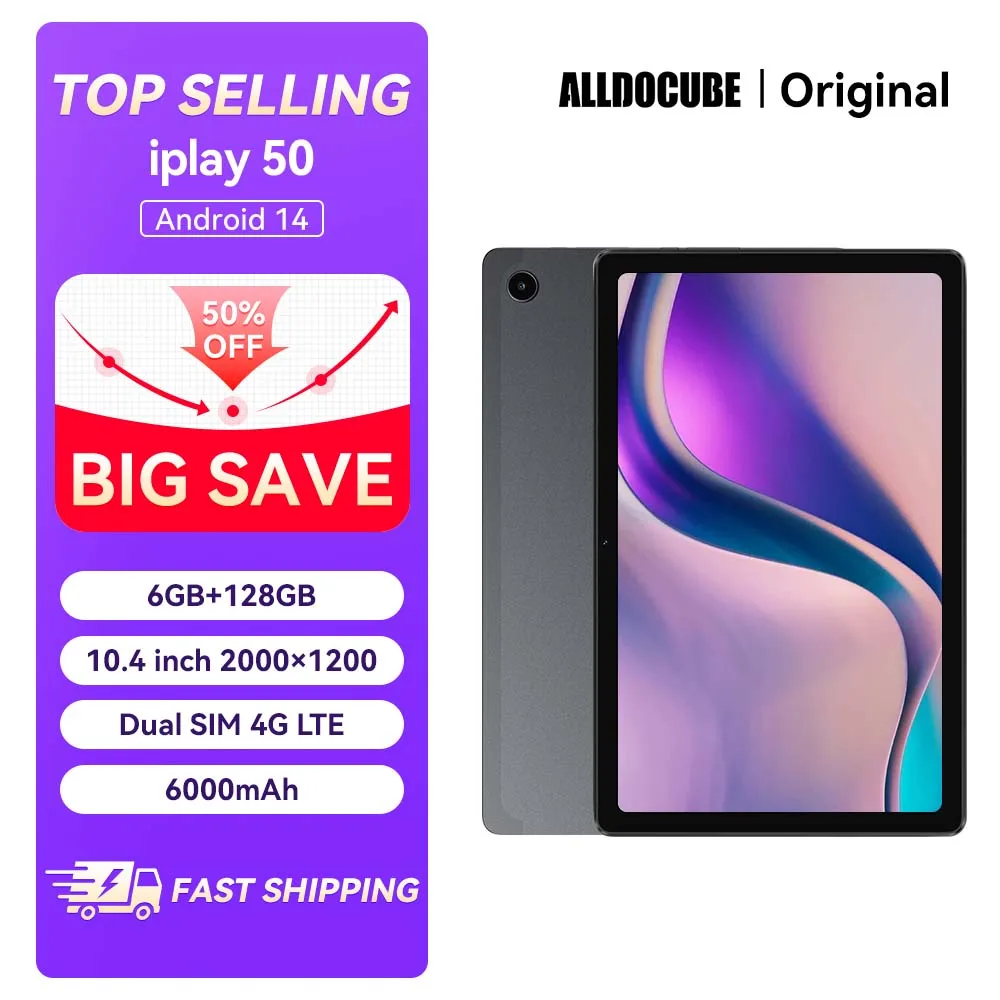 ALLDOCUBE iPlay 50 10.4 Inch Tablet 2K Upgrade Android 14 6GB RAM 