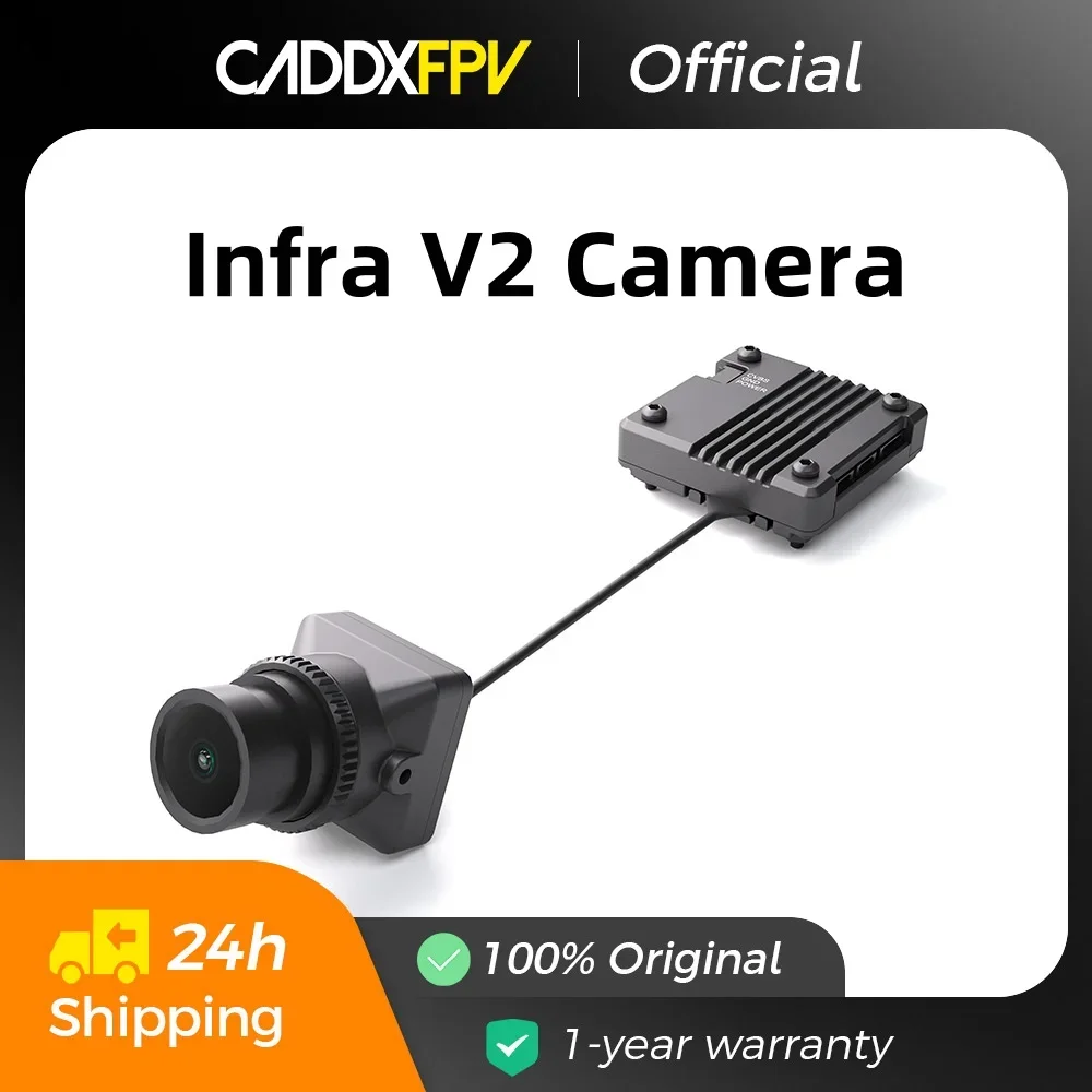 Caméra CADDX Infra V2 fixée sur un drone FPV, prête pour des vols de nuit avec vision nocturne 0 lux.