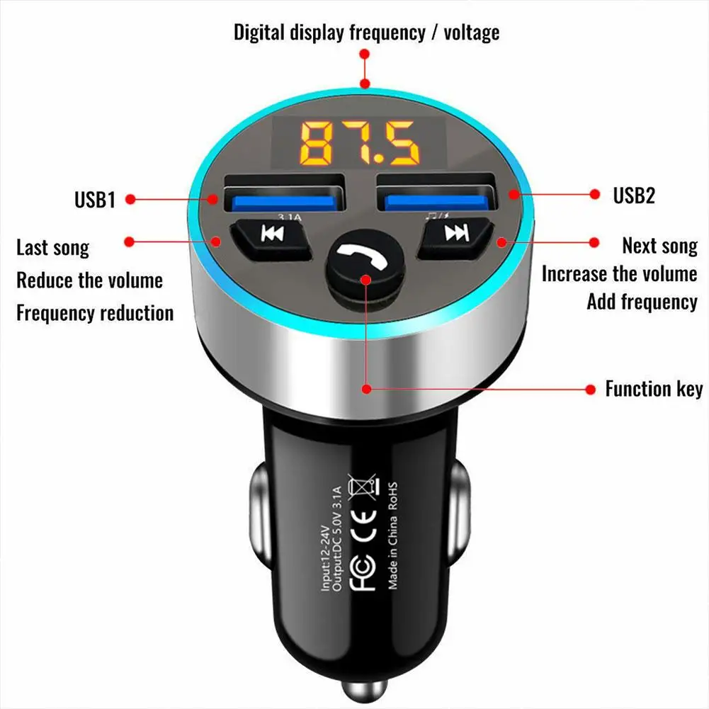 FM Transmitter Bluetooth Aux Radio Mp3 Player 6