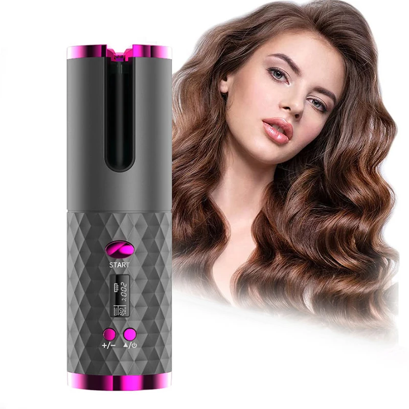 

Popular Portable Cordless Automatic Ceramic Lcd Display Curler Usb Charging Rotating Curling Hair Styling Tool